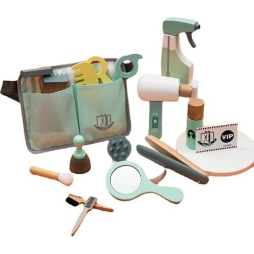 Kids Toys Simulation Wooden Toys Pretend Play Dressing Haircut Bag Set Baby Early Educational Toys for Children Gifts