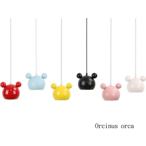 Cartoon creative color single head chandelier boys and girls bedroom childrens room lamp modern simple LED pendant lamp