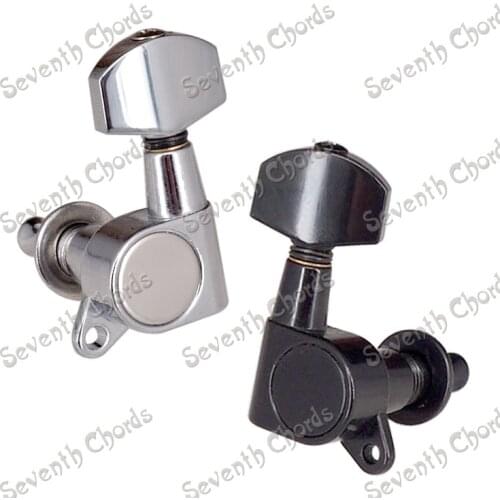 A Set 6 Pcs Chrome 18MM Square Button Sealed Gear Tuning Peg Tuner Machine Head for Guitar /3L3R/6R/6L/2L4R/4L2R choose