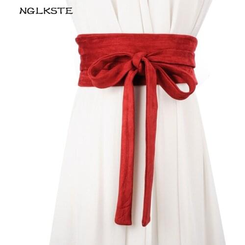 Autumn and winter women for belt weaving soft knot wide belt dress Ms. clothing Cummerbund high quality girls belt LBQ090