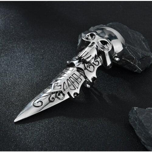 Punk Gothic Accessories Armour Knuckle Midi Finger Rings For Men Women Vintage Metal Hollow Skull Male Ring Party Jewelry