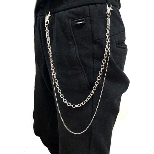 Punk Street Butterfly Belt Waist Chain Male Women Pants Chain Multi Layer HipHop Hook Long Trousers Hipster Keychain Jewelry