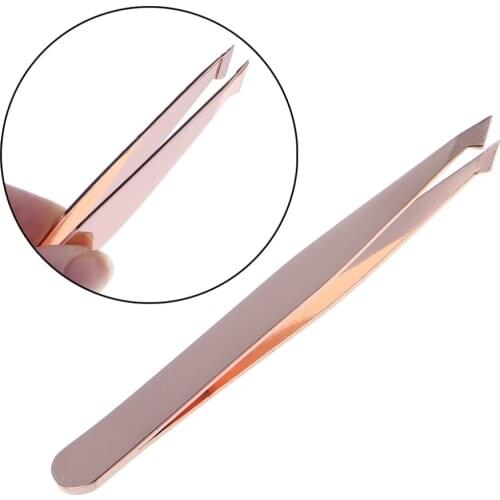 Rose Gold Pro Eyebrow Tweezers Hair Beauty Slanted Stainless Steel Tweezer Makeup Tool for Face Hair Removel #11