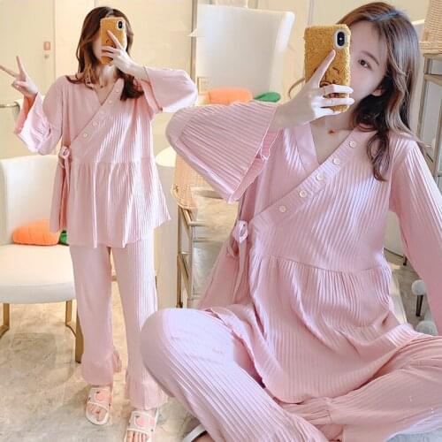 Large Size Loose Cotton Maternity Nursing Sleepwear Breast Feeding Nightwear Clothes for Pregnant Women Pregnancy Pajamas Suits