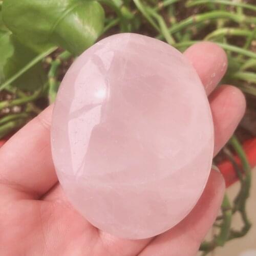 1pc 90-210g Natural Rose Quartz Pink Crystal Palm Energy Reiki Stones Room Home Office Aquarium Decoration Accessories Gemstone