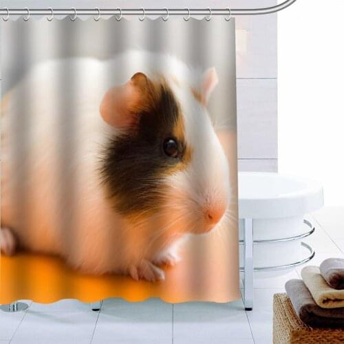 Simple European Guinea Pig Shower Curtain 12 Hook Polyester Fabric 3D Printing Bathroom Curtain Waterproof Bath Curtain Decor