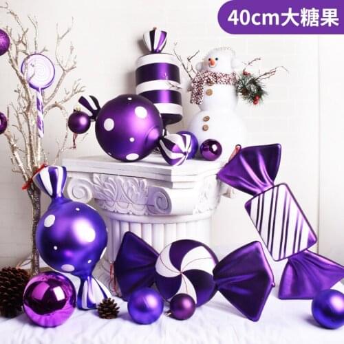 Christmas scene decoration props 40CM purple painted candy shape pendant candy shop decoration candy props