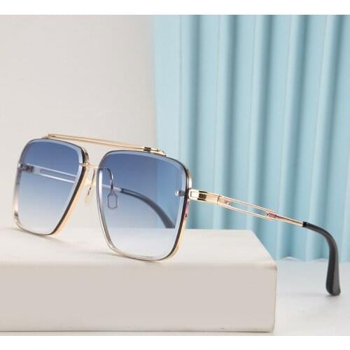 Brand Design Men Square Sunglasses Women Men Retro Metal Double Beam Trimmed Lenses Trendy Mens Driving Sun Glasses Shades 2020