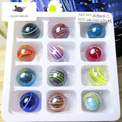 18mm Handmade Glass Marbles Balls Charms Home Decor accessories for Fish Tank Vase Aquarium game Toys for Kids Children 12PCS