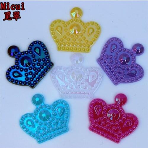 Micui 50PCS 25*28mm Crown shaped Acrylic Rhinestones Flatback For Clothes Dress Decorations Jewelry Accessories ZZ546