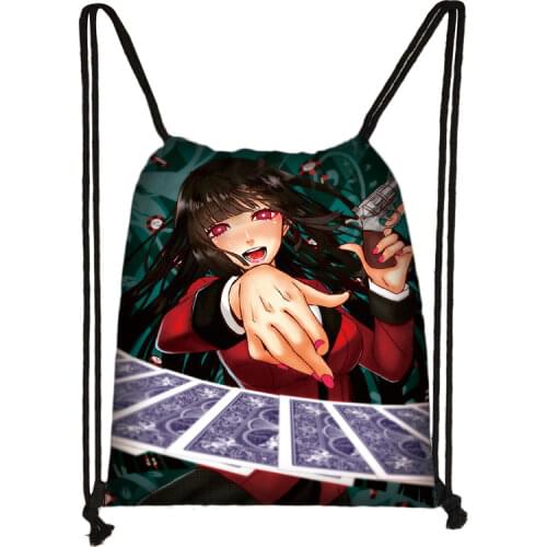 Anime Kakegurui Yumeko Jabami drawstring bag women fashion storage bag teenager girl travel bag casual backpack bookbag