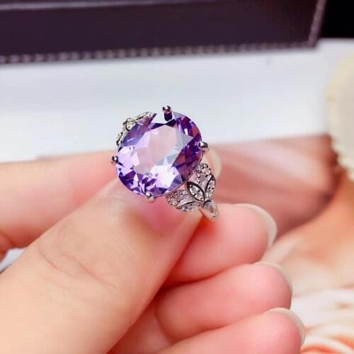 Charming big size purple Amethyst /yellow citrine ring for women jewelry real 925 silver good color natural stone birthday gift