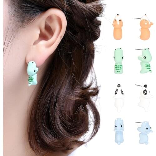 1 Pair Cute Animal Bite Earring Cartoon Soft Clay Animal Earrings Tyrannosaurus Bite Earrings Ear Studs Jewelry Party Fun Gifts