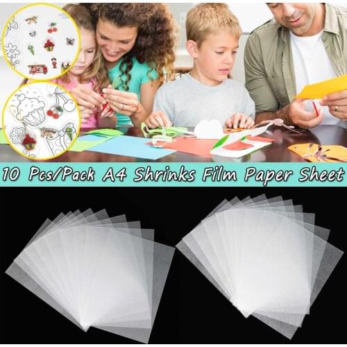10 pcs 0.3mm DIY Hot Shrink Sheets Drawing Paper Film Multicolor Painting for Creative Development Educational Toy A4 Size