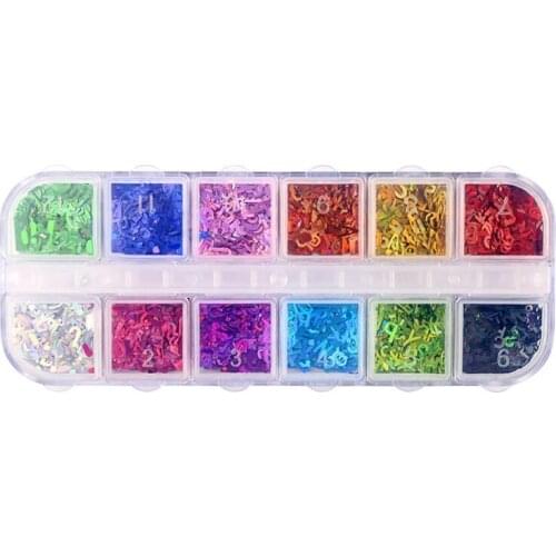 12 Colors Alphabet Holographic Laser- 26 English Letters Mixed Chunky Glitter Epoxy Resin Festival Chunky Letters Sequin