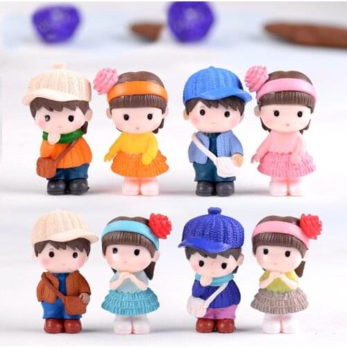 8PCS Lover Girl Boy Doll Miniatura Dollhouse Garden Home Bonsai Decoration Mini Toy Miniature Craft Ornaments Micro Decor