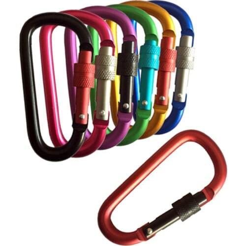 Aluminum D Shape Climbing Carabiner Camping Mountaineering Buckle Bottle Fast Hang Mini Buckle Hook Accessories Random Color