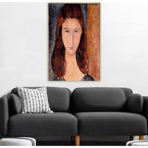 Amedeo Modigliani《Jeanne Hebuterne》Canvas Oil Painting Artwork Aesthetic Picture Wall Hanging Decor Home Living Room Decoration