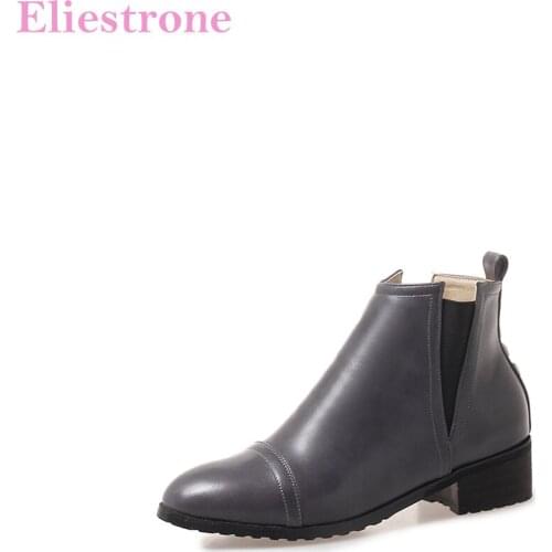 Brand New Hot Autumn Sexy Yellow Gray Women Ankle Boots Lady Motorcycle Shoes Chunky Heels AB819 Plus Big Size 10 32 43