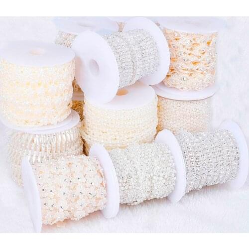 White Ivory Imitation Pearl Beads Chain Garland Flatback Acrylic Beads For Jewelry Making DIY Needlework Accessories