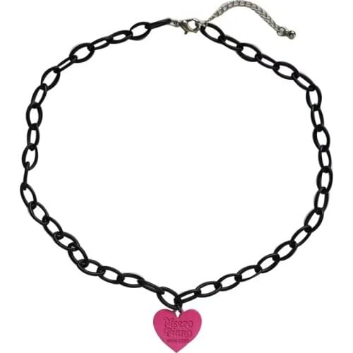 Personality temperament punk black necklace sweet pink girl love necklace wind chain