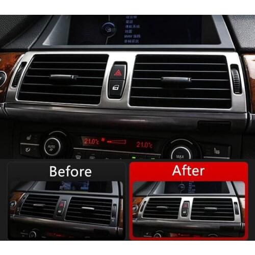 For BMW X5 E70 X6 E71 2008-14 Center Console Air Conditioning Outlet frame decoration cover trim Stainless Steel Car styling