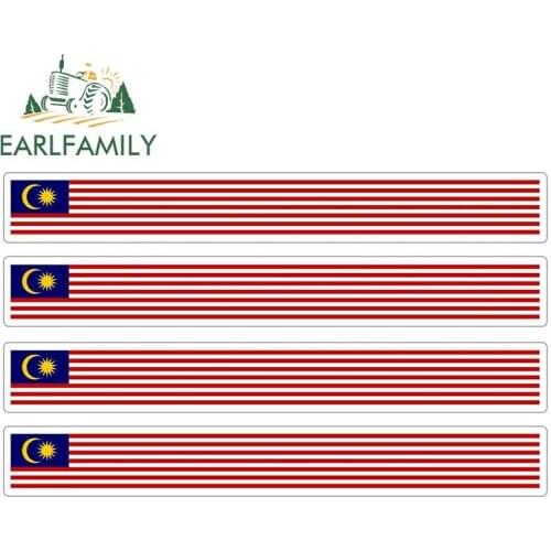 EARLFAMILY 13cm x 1.7cm 4pcs Car Stripe Motorcycle Racing Flag Sticker Skateboard Decal Bike Moto Tuning Malawi Car Stickers