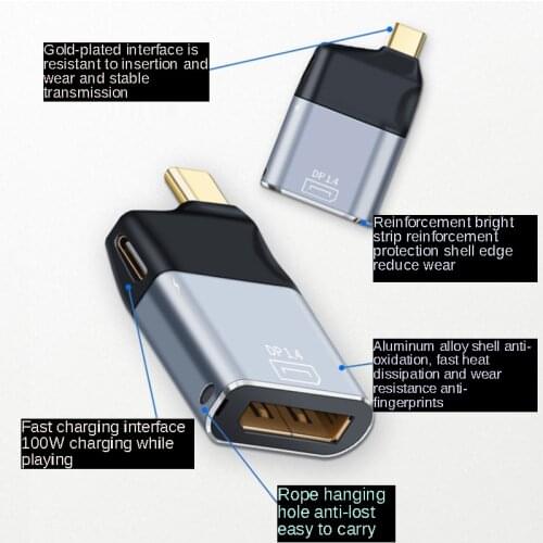 HDMI-compatible/mini DP/Rj45/DP female to type-c male + PD fast charging interface second-generation HD adapter