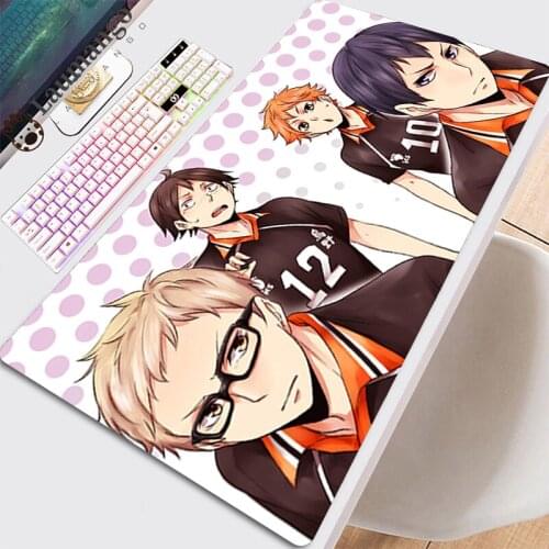 Gaming Pad Mouse With PC Gamer Cabinet Kawaii Anime Desk On The Table Big Mousepepad Keyboard Custom Laptop Carpet Cool Haikyuu