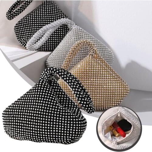 Womens Triangle Bling Glitter Purse Rhinestones Clutch Evening Luxury Bags for Party Prom d88