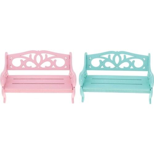 1/6 Dollhouse Park Bench Outdoor Doll House Chair Furniture Kids Role Play