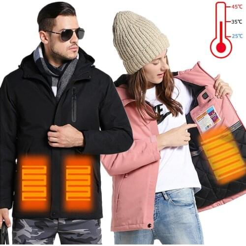 USB Heated Jacket Men Women Winter Outdoor Heated Vest +size Men Down Cotton Hiking Vest Coat Waterproof Warm Veste Chauffante