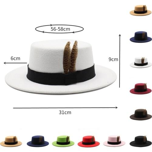 Men Fedoras Mixed Colors Jazz Hats Cowboy Hat For Women Winter Warm Cap Peacock Feather Bowler Hat Wholesale 2020