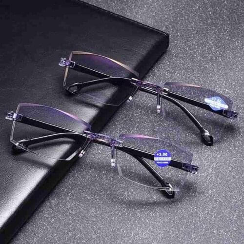 Anti-blue Light Reading Glasses Magnification Eyewear Presbyopic Glasses Diopter Rimless Reading Glasses