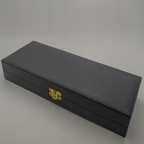 Ozer Box 3'lü Leather Plated Hinged Rosary and bracelet Box Black