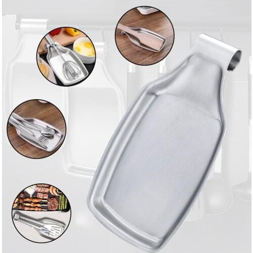Stainless Steel Kitchen Spoon Rest Heat Resistant Utensil Spatula Holder Tray For Kitchen Tools Spoon Holder Storage