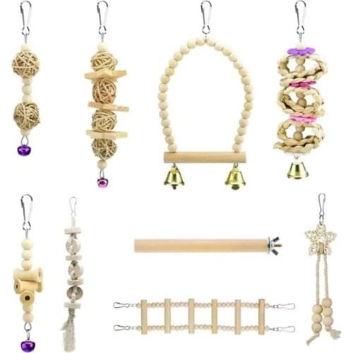 Bird Parrot Swing Toys Chewing Standing Hanging Perch Hammock Climbing Ladder Bird Cage for Budgerigar Parakeet Conure