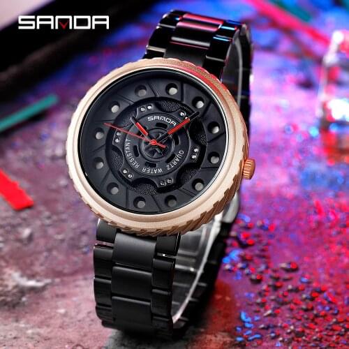SANDA 2020 New Design Mens Watches Fashion Quartz Watch For Men Steel Straps Mens Wristwatch Casual Sport relojes para hombre