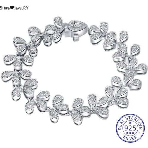 Shipei Fashion 925 Sterling Silver Created Moissanite Diamonds Pear Gemstone Wedding Fine Jewelry Engagement Charm Bracelets