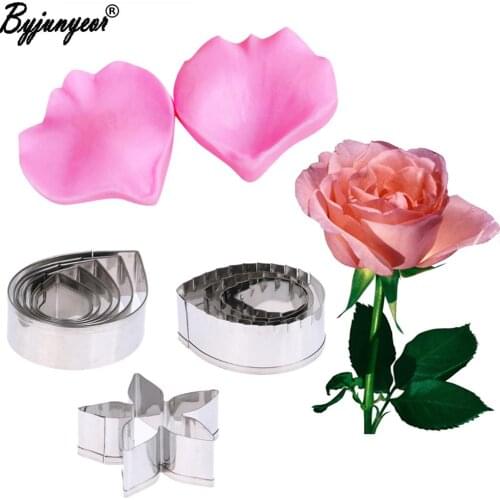 Silicone Rose Petal Veiner & Stainless steel Cutter +Rose Leaf Cake Decorating Moulds Fondant Sugar Craft Mould Sugar Tool CS202