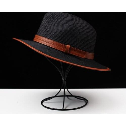 Summer straw fedoras top hat unisex hat leather band fedora cap fedoras sunhat unisex event hat fashion beach hat dropstraw hat