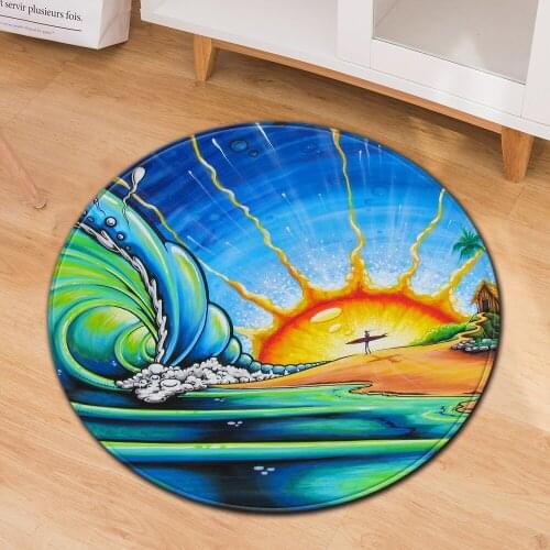 Modern Creative Printing Round Floor Mat Rugs Living Room Office Chair Mat Door Carpet Door Step Mat Room Decoration Teenager