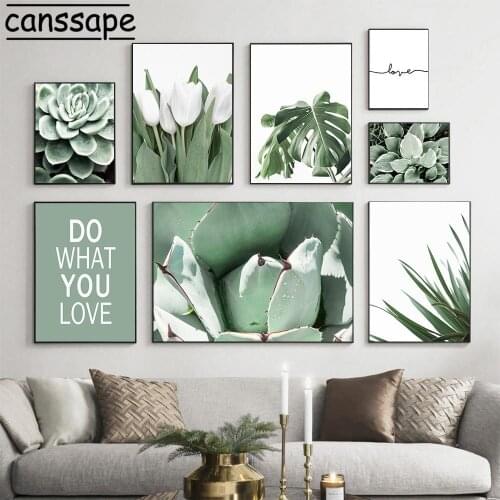 Succulent Plants Wall Print Flowers Canvas Paintings Leaves Wall Pictures Quotes Art Prints Nordic Modern Posters Bedroom Decor