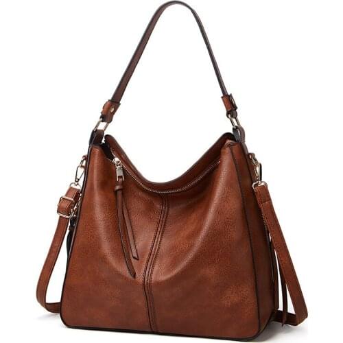 New Handbags for Women Ladies Bucket Purse Faux Leather Retro Shoulder Bag Waterproof Large Capacity Saddle Tote