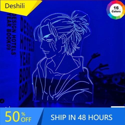 Anime Light Attack on Titan 4 Eren Yeager Figure for Bedroom Decor Night Light Kids Birthday Gift Shingeki No Kyojin 3d Lamp