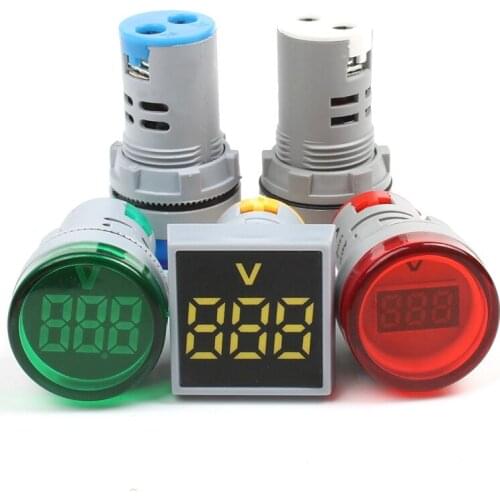 1pcs 22MM AC 60~500V LED Voltage measuring instrument Mini Voltage meter Colorful Blue Yellow green red white