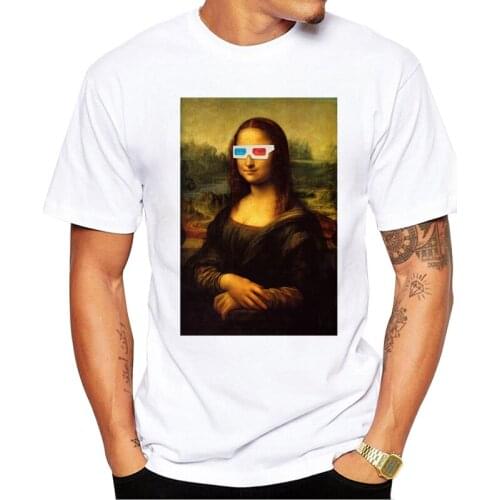TEEHUB Hot Sales Hipster Miss Mona Men T-Shirt Funny Mona Lisa Printed Tshirts Short Sleeve Tee Fashion Tops