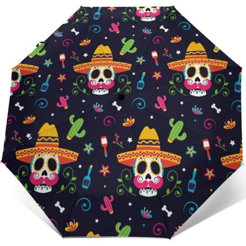 Day Of The Dead Pattern Windproof Automatic Folding Inverted Umbrella Portable Paraguas for Man Woman