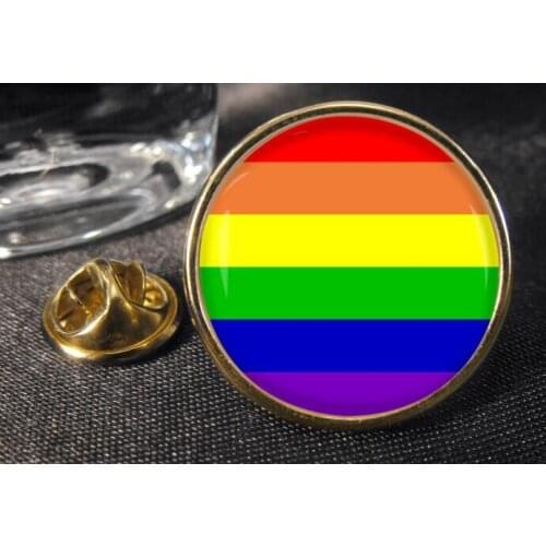 High quality Rainbow Flag Button Badge Gay Pride LGBT low price custom metal lapel pin hot sales gay rainbow badges pin