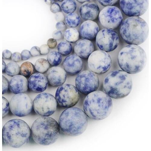 YHBZRET Natural Stone Matte blue point white Spacer Beads For Jewelry Making DIY Necklace Bracelet Accessories 4 6 8 10 12mm